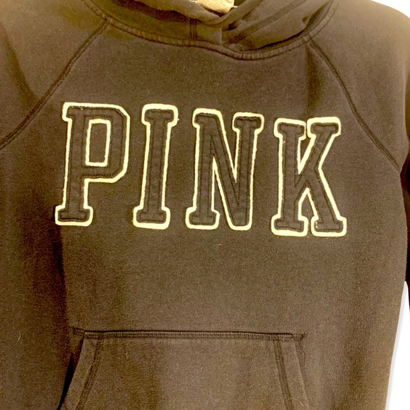 PINK black hoodie with front black and white PINK logo size extra small - Picture 3 of 4